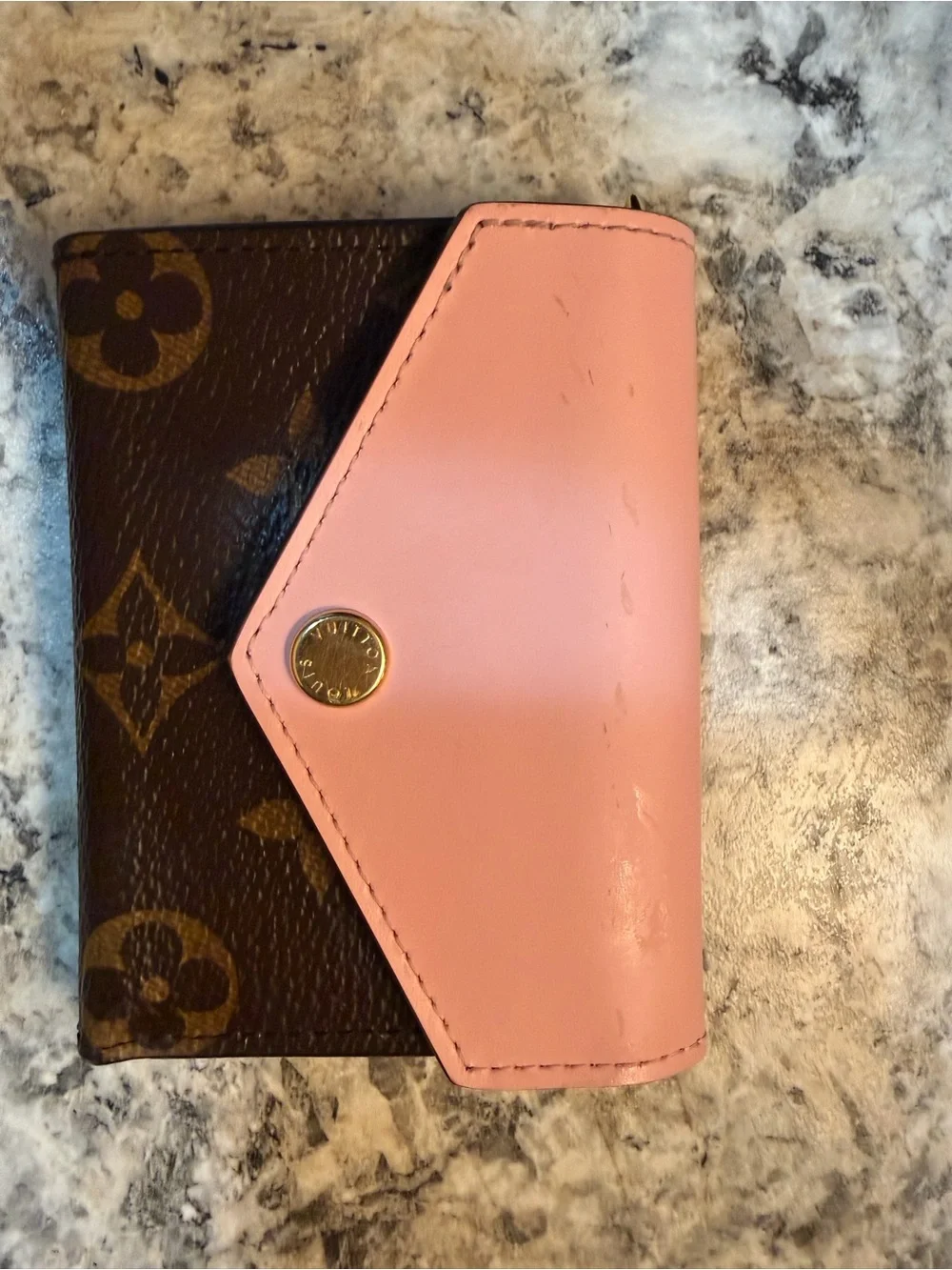 Louis Vuitton Pink and Brown Monogram Card Holder Wallet